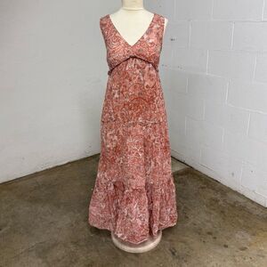 Bohemian paisley floral flowy maxi dress